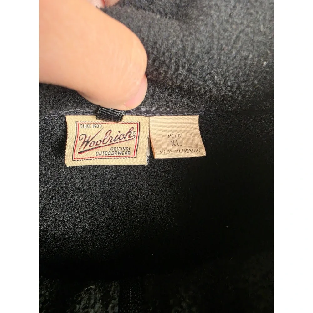 Woolrich Fleece Vest Men XL Black Polartec Full Zip Sleeveless Jacket Fits Short